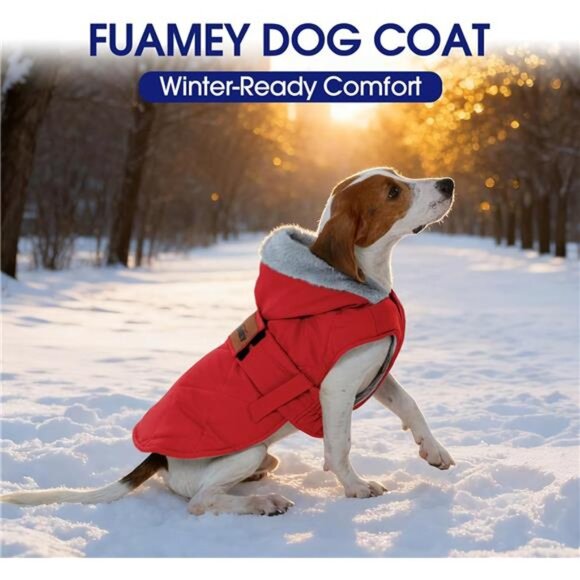 Warm Dog Coat Small, Soft Fleece Lined Pup Jacket with Hood Snap XS - Picture 7 of 8